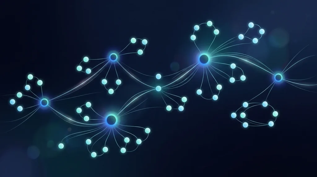 Abstract graph network of AI agents orchestrating a coordinated agentic workforce